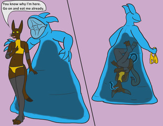 ambiguous_gender anal anal_penetration anthro brown_body clothing consentacles duo female goo_encasement goo_tentacles goo_vore oral oral_penetration penetration tentacle_in_ass tentacle_in_mouth tentacle_in_vagina tentacle_penetration tentacles toeless_legwear upside_down vaginal vaginal_penetration vore willing_prey yellow_clothing trinitite tory_(trinitite) ahuizotl goo_creature