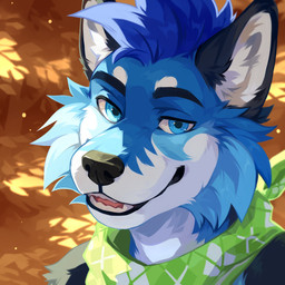anthro black_body black_fur blue_body blue_eyes blue_fur blue_hair cheek_tuft detailed_background facial_tuft fangs fur glistening glistening_eyes green_kerchief green_neckerchief hair kerchief leaf looking_at_viewer male narrowed_eyes neckerchief neckwear plant red_tongue short_hair smile solo teeth tongue tree tuft unsigned white_body white_fur corzh77 canid canine canis mammal wolf 1:1 absurd_res bust_portrait detailed hi_res icon portrait
