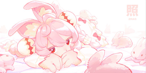 anthro clothed clothing detailed_background female feral hair looking_at_viewer pink_hair solo_focus young young_anthro young_female landypommel mihoyo zenless_zone_zero zhao_(zenless_zone_zero) lagomorph leporid mammal rabbit thiren absurd_res hi_res adult_(lore)