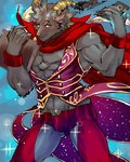 abs anthro black_body black_fur blush book cape cellphone clothed clothing electronics fur horn male muscular muscular_anthro muscular_male pecs phone red_clothing skimpy smartphone solo spellbook bebipan_dq lifewonders tokyo_afterschool_summoners mephistopheles_(tas) bovid caprine demon goat mammal 4:5