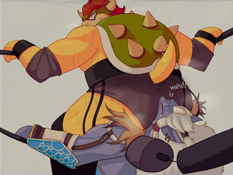 armwear big_butt bodily_fluids butt clothing duo facesitting fighting_ring hair horn humiliation looking_back male musk overweight overweight_male sitting sitting_on_another smelly stinkface sweat tail underwear wrestling smelly_burr smellybear final_fantasy final_fantasy_x mario_bros nintendo square_enix bowser kimahri felid humanoid koopa mammal ronso scalie hi_res