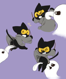 anthro anus blush bodily_fluids clothed clothing cunnilingus female genital_fluids genitals group kemono licking no_underwear oral sex tongue tongue_fetish tongue_out vaginal vaginal_fluids vulva sake_kemosalmon google google_doodle magic_cat_academy momo_(google) felid ghost mammal spirit 2018 5:6 absurd_res hi_res