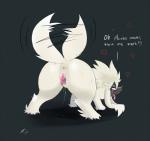 2014 <3 all_fours anus butt canine dog drooling english_text female feral fur furfrou hi_res juice kamikitsu looking_up mammal nintendo open_mouth pokémon poodle presenting presenting_hindquarters presenting_pussy pussy pussy_juice saliva sharp_teeth teeth text tongue tongue_out video_games
Rating: Explicit
Score: 8
User: forkU
Date: April 24, 2014
