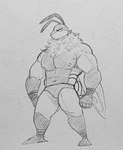 abs antennae_(anatomy) anthro big_pecs male muscular muscular_anthro muscular_male navel nipples pecs simple_background solo white_background wings lewd_bunnie arthropod bee hymenopteran insect graphite_(artwork) greyscale hi_res monochrome traditional_media_(artwork)