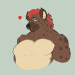 anthro brown_body brown_eyes brown_fur brown_nose chest_markings frohawk fur fur_markings hair heart_symbol male markings muscular muscular_anthro muscular_male red_hair solo spots spotted_body spotted_fur snorlynorla mr.hakkai bear hybrid hyena mammal 1:1 hi_res