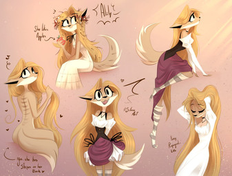 anthro apple back_stripes breasts brown_body brown_fur clothed clothing daww dress female food fruit fur hair long_hair markings nude open_mouth plant simple_background solo striped_body striped_fur striped_markings stripes siliciaart in_the_burrow allison_mccanidae canid canine canis coyote mammal 2026 digital_media_(artwork) hi_res