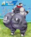 anthro ass_clapping big_butt bubble_butt butt clothing grass huge_butt hyper hyper_butt looking_back male overweight overweight_anthro overweight_male plant solo megacoolbear_(artist) epic_games fortnite polar_patroller bear mammal polar_bear ursine hi_res