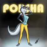 anthro clothing eyewear female fluffy fluffy_fur fluffy_tail fur grey_body grey_fur jacket slim solo sunglasses tail topwear yellow_eyes lord_sarloc pukijr illumination_entertainment sing_(movie) porsha_crystal canid canine canis mammal wolf 1:1 hi_res