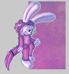 anthro clothing costume female onesie solo spiral_eyes lizardfungus cc-by-nc creative_commons jenny_jeungman lagomorph leporid mammal rabbit 2022 digital_drawing_(artwork) digital_media_(artwork) hi_res