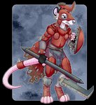 anthro armor cape clothed clothing headgear helmet male simple_background solo tail weapon chewyennui warhammer_(franchise) warhammer_age_of_sigmar warhammer_fantasy stormvermin american_opossum mammal marsupial rodent skaven absurd_res alpha_channel hi_res