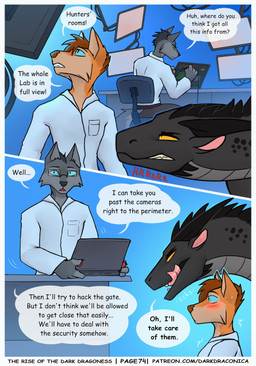 angry anthro belt black_body black_horn black_scales black_spikes blue_eyes blush blush_lines bodily_fluids bottomwear chair clothing collared_shirt computer desk determined dialogue dress_shirt electronics eyewear female feral flustered forked_tongue fur furniture glasses grey_body grey_fur group head_spikes horn laptop licking licking_lips male neck_spikes nervous nervous_sweat office_chair on_chair orange_body orange_fur page_number pants rectangular_glasses scales screen shirt sitting sitting_on_chair speech_bubble spikes spikes_(anatomy) sweat table tail text tongue tongue_out topwear trio white_clothing white_shirt white_topwear wire darkdraconica european_mythology mythology darky_(darkdraconica) dave_(darkdraconica) tom_(darkdraconica) canid canine canis dragon fox mammal mythological_creature mythological_scalie scalie western_dragon wolf absurd_res comic english_text hi_res url