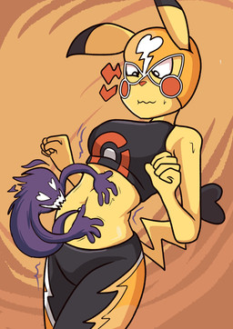 anthro athletic_wear bra clothing cosplay_pikachu_(costume) duo female navel navel_fetish navel_piercing piercing sports_bra tickling underwear nekomaya nintendo pokemon cosplay_pikachu_(character) pikachu_libre generation_1_pokemon ghost pikachu pokemon_(species) spirit hi_res source_request unavailable_at_source