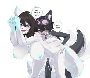 age_difference anthro black_hair blue_body blue_eyes blue_fur bodily_fluids brown_hair collar cum cum_in_vagina cum_inside duo female from_behind_position fur genital_fluids grey_body hair male male/female sex tail vaginal_fluids white_body white_fur young young_anthro young_male younger_male caninelatte felix_(caninelatte) lyra_(lyra~floof) arctic_fox canid canine fox mammal true_fox hi_res