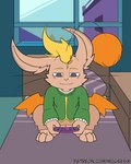 anthro bed bedroom blonde_hair fur furniture grey_eyes hair ivalice male orange_wings pom_poms solo tan_body tan_fur text window wings mousesix final_fantasy final_fantasy_tactics game_boy_advance game_boy_family nintendo square_enix montblanc mammal moogle 4:5 url