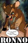 anal anal_penetration antlers balls bambi_(film) bdsm bestiality blush cervine cub cum cum_in_ass cum_inside deer feral gay green_eyes horn human interspecies itomic male mammal penetration penis power_bottom ronno sex young
Rating: Explicit
Score: 10
User: Pokelova
Date: September 24, 2013