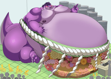after_eating anthro asian_clothing belly big_belly big_butt big_moobs bloated blush butt cheek_blush chubby_cheeks claws clothing crowd crowd_watching dish east_asian_clothing empty_plate extreme_size_difference fat_arms fat_legs feet floor floral_print group hair hand_on_belly huge_belly huge_butt hyper hyper_belly inside japanese_clothing male male_anthro messy_eater messy_eating moobs mostly_nude_anthro mostly_nude_male nipples nude_in_front_of_audience obese obese_anthro obese_male ordering_food overweight overweight_anthro overweight_male purple_body purple_hair purple_sclera sitting sitting_on_ground size_difference solo_focus stuffing tail thick_tail tile tile_floor weight_gain senakun0530 mythology geraldo geraldo_ray dragon mythological_creature mythological_scalie scalie absurd_res hi_res