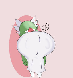 anthro bent_over big_butt butt butt_focus clothed clothing female green_hair hair not_furry rear_view simple_background solo white_body wide_hips eddiebrije nintendo pokemon gardevoir generation_3_pokemon pokemon_(species) absurd_res hi_res