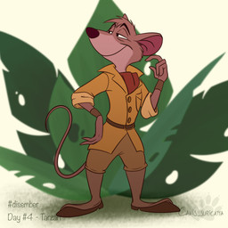 anthro ascot belt belt_buckle bottomwear buckle clothed clothing footwear fur jacket male mouse_tail mouth_closed narrowed_eyes pants raised_tail smile solo standing tail text topwear atimon disney tarzan_(disney) the_great_mouse_detective basil_(disney) clayton_(tarzan) mammal mouse murid murine rodent 1:1 2023 signature