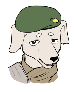 anthro beret clothing fur hat headgear headwear looking_at_viewer male military_uniform ncr_soldier new_california_republic new_vegas simple_background snout solo tan_body tan_fur uniform wearing_hat white_background uselessmossball fallout microsoft colonel_hsu bird_dog canid canine canis domestic_dog hunting_dog labrador mammal retriever english_description headshot_portrait portrait