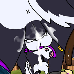 anthro black_body black_fur bodily_fluids bottomwear bottomwear_down clothed clothing cum cum_from_vagina cum_in_vagina cum_inside cum_on_leg cum_on_vulva excessive_cum excessive_genital_fluids farm female fur genital_fluids genitals kerchief leaking_cum looking_at_viewer on_top_of_viewer outside_sex pants pants_down partially_clothed sex solo tail tongue tongue_out vaginal_fluids vulva doug_polaris carmen_weststone border_collie canid canine canis collie domestic_dog herding_dog mammal pastoral_dog sheepdog 1:1 hi_res