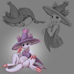 female feral fuse genitals multiple_poses pose pussy semi-anthro simple_background sleeping smile solo cubow nintendo pokemon fan_character breloom generation_3_pokemon generation_4_pokemon hybrid mismagius pokemon_(species) 1:1 hi_res