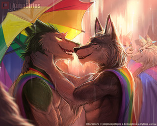 anthro bisexual_pride_colors blue_eyes cape clothing detailed_background eyes_closed eyewear fangs flag flag_(object) flag_cape fur glasses green_body green_fur grey_body grey_fur group heterochromia lgbt_pride male male/male multicolored_body multicolored_fur open_mouth outside pink_eyes pride_color_clothing pride_color_flag pride_color_umbrella pride_colors rainbow_flag rainbow_pride_colors rainbow_pride_flag rainbow_symbol raining six-stripe_rainbow_pride_colors standing teeth transgender_pride_colors two_tone_body two_tone_fur umbrella wearing_flag wet white_body white_fur yellow_eyes xuan_sirius pin_(pinpineapplepin) canid canine canis mammal sergal wolf 2021 5:4 digital_media_(artwork)