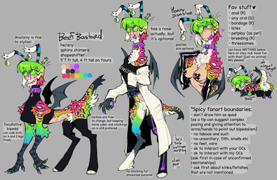 anthro anus armwear belly_nipples biped black_latex blep blue_body blue_fur breasts busty_feral butt chibi clothing coat collar crop_top crotch_tuft digitigrade elbow_gloves eyewear featureless_crotch female female_anthro female_humanoid feral forked_tongue fur glasses gloves green_body green_fur green_hair grey_background grin hair hand_under_chin handwear human_faced_feral humanoid_face information information_box information_section lab_coat latex latex_armwear latex_clothing latex_elbow_gloves latex_gloves latex_handwear legwear lying markings multicolored_body multicolored_fur multicolored_hair nipples null on_front orange_body orange_fur pasties paws permission pink_body pink_fur pink_hair presenting presenting_hindquarters pronouns purple_anus quadruped rainbow_body rainbow_fur round_glasses rules shaved shirt short_hair simple_background smile solo spots spotted_body spotted_fur standing stated_height stated_pronouns stated_sexuality stated_species syringe tail_anus teasing thigh_highs tongue tongue_out topwear tuft unusual_anatomy wearing_glasses wings yellow_body yellow_fur btascandalist mythology beef_(btascandalist) animal_humanoid canid canid_humanoid canine canine_humanoid canis chimera chimera_humanoid dog_humanoid domestic_dog felid felid_humanoid humanoid hybrid mammal mammal_humanoid mythological_creature mythological_sphinx sphinx_humanoid bust_portrait full-length_portrait hi_res model_sheet portrait nonbinary_(lore)