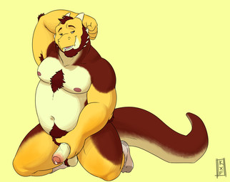 anthro armpit_hair ball_tuft balls beard body_hair chest_tuft clothing erection facial_hair footwear footwear_only foreskin genitals hand_above_head holding_penis humanoid_genitalia humanoid_penis kneeling looking_at_viewer male male_anthro mostly_nude mostly_nude_anthro mostly_nude_male musclegut muscular navel nipples open_mouth open_smile penis pubes simple_background slightly_chubby slightly_chubby_anthro slightly_chubby_male smile socks socks_only solo tail teeth tongue tuft kronexfire mythology note_raygun dragon mythological_creature mythological_scalie scalie 2019