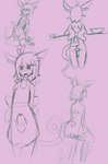 anthro apron apron_only clothed clothing erection erection_under_clothing grinding male masturbation mostly_nude pillow pillow_humping rear_view solo gomiii hi_res sketch