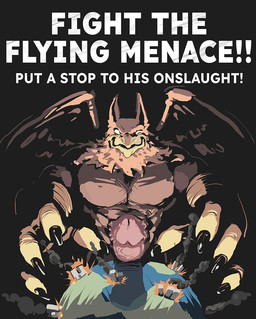 5_fingers abs anthro beak biceps biped brown_body brown_fur building building_destruction claws destruction earth erection feathered_wings feathers finger_claws fingers fur genitals humanoid_genitalia humanoid_penis looking_at_viewer macro macro_anthro macro_male male muscular muscular_anthro muscular_male nude outside pecs penile penis planet planet_dwarfing poster smile solo space terra_macro text vein veiny_penis wings blackestmanamultis mythology carpo avian gryphon mythological_avian mythological_creature english_text hi_res