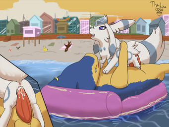 anthro anthro_on_feral anthro_penetrating anthro_penetrating_feral anus balls beach bestiality bodily_fluids building cum cum_inside detailed_background duo ear_piercing ejaculation erection female female_penetrated feral feral_penetrated fur genital_fluids genitals interspecies male male/female male_penetrating male_penetrating_female open_mouth outside penetration penile penile_penetration penis piercing pool_float ring_piercing sand seaside sex sky tail tongue vaginal vaginal_penetration vulva water the_line_goat nintendo pokemon typhlo_(granivolus) canid canine eeveelution generation_2_pokemon generation_4_pokemon glaceon mammal pokemon_(species) typhlosion 4:3 absurd_res digital_media_(artwork) hi_res