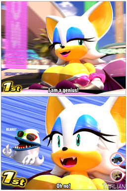 armor armwear bat_wings big_breasts blue_eyes blue_eyeshadow breastplate breasts cleavage cleavage_overflow clothed clothing countershading driving elbow_gloves eyelashes eyeshadow eyewear fangs female fur glistening glistening_eyes gloves hair handwear humor lips makeup male membrane_(anatomy) membranous_wings pink_lips pupils purple_wings short_hair sunglasses tan_body tan_countershading tan_inner_ear tan_skin teeth teeth_showing text thick_bottom_lip thick_eyelashes white_body white_clothing white_ears white_fur white_gloves white_hair white_handwear wings tahlian sega sonic_racing:_crossworlds sonic_the_hedgehog_(series) king_boom_boo rouge_the_bat bat boom_boo_(sonic) domestic_cat felid feline felis ghost mammal spirit 2:3 2koma 3d_(artwork) absurd_res comic digital_media_(artwork) english_text hi_res meme