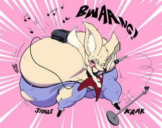 amplifier anthro big_butt bottomwear butt clothing denim denim_bottomwear denim_clothing electric_guitar electronics female guitar guitar_amp holding_guitar holding_musical_instrument holding_object huge_butt hyper hyper_butt jeans jiggling microphone microphone_stand musical_instrument musical_note musical_symbol object_in_ass pants playing_music plucked_string_instrument rocking_out shirt shorts slosh solo string_instrument symbol tail_wedgie tank_top topwear torn_bottomwear torn_clothing torn_pants dawmino tiffy_finick_(based_andrew) canid canine fennec_fox fox mammal true_fox absurd_res hi_res