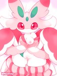 antennae_(anatomy) anthro areola bed bedding bedding_background blush body_blush breasts female furniture genitals mantis_arms nipples pink_body pink_nipples pink_pussy pussy pussy_blush red_eyes solo white_body nakimayo nintendo pokemon arthropod generation_7_pokemon insect lurantis mantis pokemon_(species) 3:4 digital_drawing_(artwork) digital_media_(artwork) hi_res