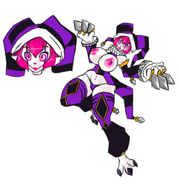 big_breasts breasts dagger feet female genitals hair huge_breasts humanoid_pointy_ears hypnosis jester knife latex lips melee_weapon mind_control nipples pierrot pink_eyes pink_hair pink_lips pointy_ears simple_background smile solo thick_thighs toony vulva weapon white_background white_body white_skin wide_hips ryonoxxx beaujolais_(vladimirpootis) alien humanoid 2019