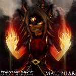 5_fingers anthro belt biped black_body black_fur black_nose brown_body brown_skin clothed clothing ear_piercing fingers fire front_view fully_clothed fur glowing grey_hair hair horn magic male orange_body orange_fur piercing smile solo standing roksanath phantom_spirit_battle_academy wulven_game_studios malephar felid lion mammal pantherine 1:1 character_name