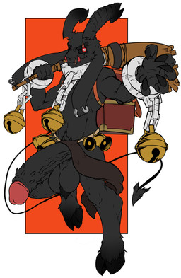 ball_tuft balls bell big_balls big_penis chain genitals horn huge_balls huge_penis male penis piercing red_eyes scar tail tuft simpleesteban bovid caprine caprine_demon demon eldritch_humanoid goat goat_demon mammal absurd_res hi_res