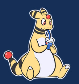 ambiguous_gender beverage black_body black_fur drinking drinking_soda drinking_straw feral fur holding_beverage holding_object markings outline parody pink_eyes sitting soda solo striped_body striped_fur striped_markings striped_tail stripes tail tail_markings tail_orb white_body white_fur white_outline yellow_body yellow_fur drowzycroaks nintendo pepsi pokemon ampharos generation_2_pokemon pokemon_(species) alpha_channel hi_res