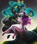 anthro areola blue_hair breasts duo eyebrows eyelashes female fingers hair hooves horn nipples nude purple_hair red_eyes safiru mythology equid equine mammal mythological_creature mythological_equine unicorn 2022 digital_media_(artwork) hi_res