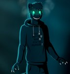 anthro breath creepy glowing glowing_eyes male night panting scary solo confusedraven jay_(confusedraven) cheetah felid feline mammal hi_res