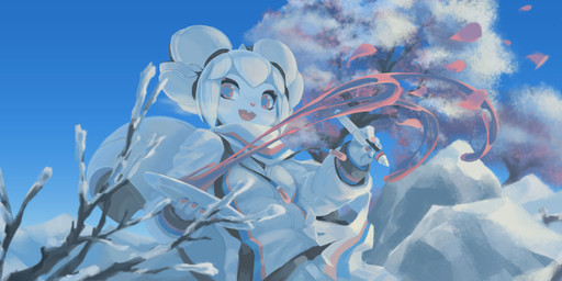 animal_ears anthro blue_sky chinese_commentary clothed clothing colored_skin commentary double_bun english_commentary falling_petals female fence hair hair_bun holding_stylus jacket long_sleeves looking_at_viewer looking_down low-angle_view machine mascot mountainous_horizon paint paint_palette petals plant rock scarf sky snow solo splash_image squirrel_ears squirrel_tail stylus symbol_in_eye tail three-quarter_view topwear tree white_body white_clothing white_hair white_jacket white_scarf white_skin white_topwear wind winter winter_clothing tyson_tan cc-by-sa creative_commons kde krita_(copyright) kiki_the_cyber_squirrel android mammal robot rodent sciurid tree_squirrel 2017 2018 absurd_res digital_media_(artwork) hi_res krita_(artwork) official_art signature