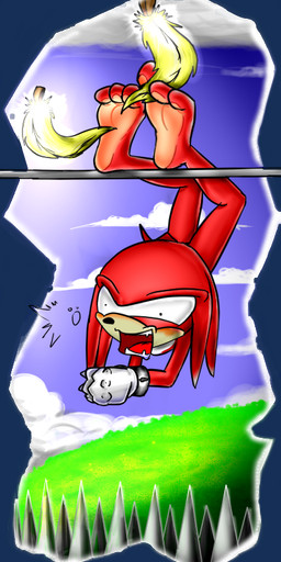 3_toes anthro bar blush feathers feet hindpaw male paws simple_background solo spikes tickling toes transparent_background x-p-t-z sega sonic_the_hedgehog_(series) knuckles_the_echidna echidna mammal monotreme alpha_channel source_request