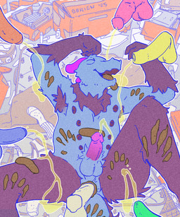 anal anthro basement bodily_fluids book box cardboard cardboard_box clothing clutter container coprophilic_intercourse detailed_background dirty_anal feces feces_in_mouth feces_on_body footwear genital_fluids genitals male male/male mattress messy_room peeing peeing_on_another peeing_on_self peeing_together penis scatplay socks text urine urine_on_self watersports obrien_(artist) mythology azuruff_(character) dragon monster mythological_creature mythological_scalie scalie 5:6 artist_name hi_res