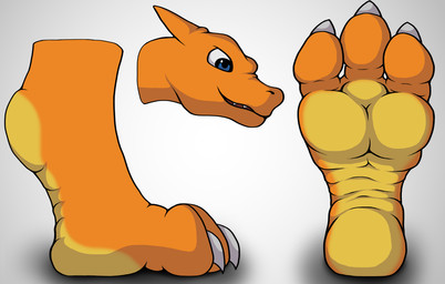 3_toes claws disembodied_foot evil_grin feet foot_focus grin hindpaw macro male paws smile solo stomping toe_claws toes wrinkled_feet wrinkles kiwifizz mythology nintendo pokemon charizard dragon generation_1_pokemon mythological_creature mythological_scalie pokemon_(species) scalie cel_shading hi_res shaded