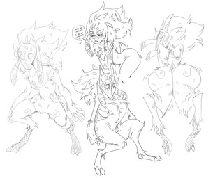anthro big_butt blush bodily_fluids bouncing_butt breasts bubble_butt butt butt_jiggle dialogue female fingers floppy_ears fluffy fluffy_tail hooves horizontal_pupils jiggling long_ears looking_at_viewer looking_back looking_back_at_viewer mask nipples nude pupils short_tail solo sweat tail talking_to_viewer text wide_hips mhdrawin league_of_legends riot_games tencent kindred_(lol) lamb_(lol) bovid caprine mammal sheep 2022 english_text hi_res monochrome
