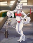 4_toes aircraft airplane anthro athletic athletic_anthro athletic_female border bra breasts cheek_tuft claws clothing curled_tail digitigrade facial_tuft feet female finger_claws fingers fluffy fluffy_tail fur fur_hair grey_claws hair hand_on_hip hangar head_tuft inner_ear_fluff inside leaning_on_vehicle long_hair looking_at_viewer navel neck_tuft panties pawpads paws pink_nose pink_pawpads pose remove_before_flight seductive slim smile solo standing tail text toe_claws toes tuft underwear vehicle white_body white_fur white_hair anyare shelby_(kodi_husky437) canid canine canis domestic_dog husky mammal nordic_sled_dog spitz 2014 artist_name digital_drawing_(artwork) digital_media_(artwork) english_text shaded signature smaller_version_at_source