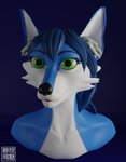 anthro bare_shoulders female sculpt smile smiling_at_viewer solo shinyuu nintendo canid canine fox mammal 3d_(artwork) bust_portrait digital_media_(artwork) hi_res portrait