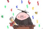 blush blush_stickers clothing confetti diploma hat headgear headwear male not_furry pink_body smile solo square_academic_cap inkerton-kun kirby_(series) nintendo kirby low_res