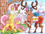 antlers backpack bent_over blush brown_body brown_fur clothing cutie_mark duo feathered_wings feathers female feral fur green_eyes hair hat headgear headwear hooves horn male outside pink_hair plant quadruped snow tail tree wings yellow_body yellow_feathers irie-mangastudios friendship_is_magic hasbro my_little_pony mythology one_piece fluttershy_(mlp) tony_tony_chopper tony_tony_chopper_(walk_point_form) arthropod butterfly deer equid equine insect lepidopteran mammal mythological_creature mythological_equine new_world_deer pegasus reindeer 2013 crossover traditional_media_(artwork)