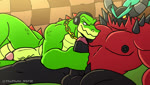 anthro balls duo electronics erection foreskin genitals green_body green_scales handjob headphones male male/male muscular muscular_anthro muscular_male pecs penile penis scales sex tail thepluto sega sonic_the_hedgehog_(series) the_deadly_six vector_the_crocodile zavok crocodile crocodilian reptile scalie zeti 2023 2d_animation animated hi_res loop no_sound short_playtime webm